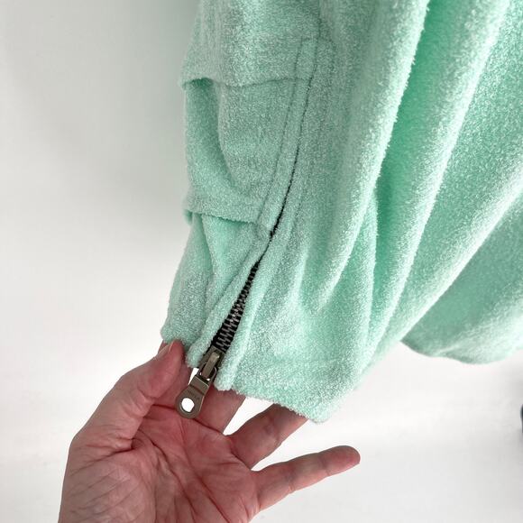 Homme + Femme NEW Mens Triple Layer Cross T-Shirt XXL Zip Side Terry Cloth Green - Picture 3 of 15